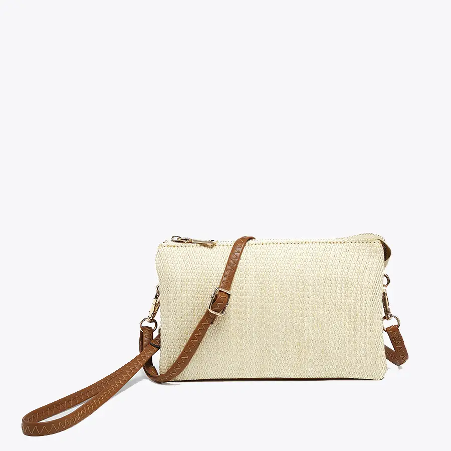 Riley Micro Straw 3 Compartment Crossbody/Wristlet