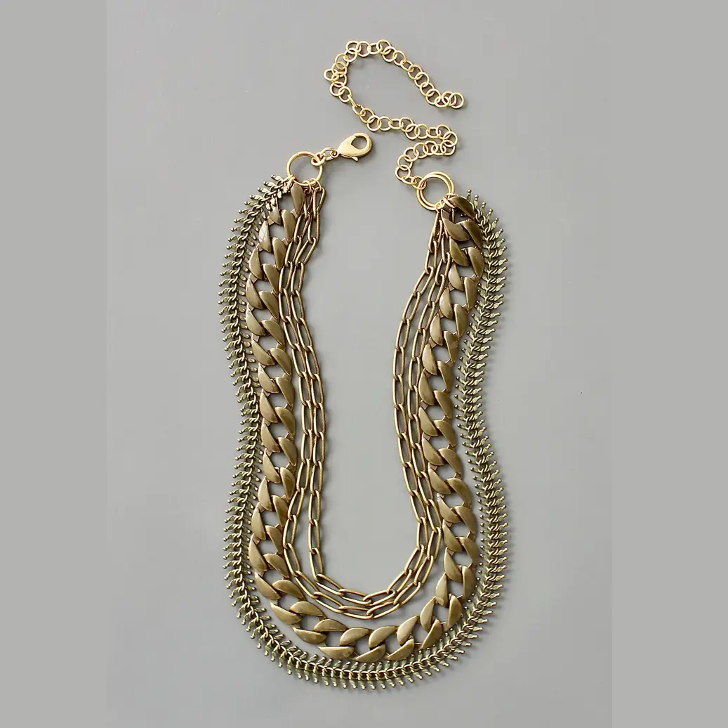 Handcrafted Oxidized Brass Necklace with Extender CHR217