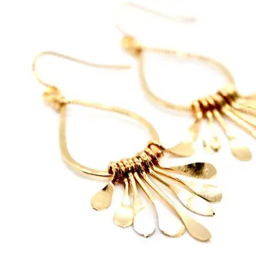 Gold Drop Fan Earrings