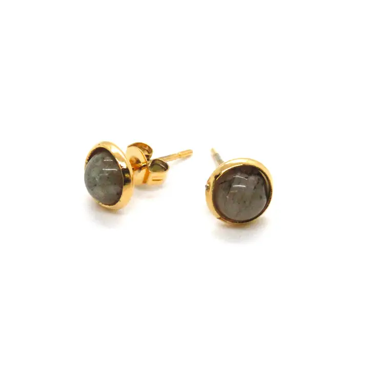 Mini Gold and Labradorite Post Earrings