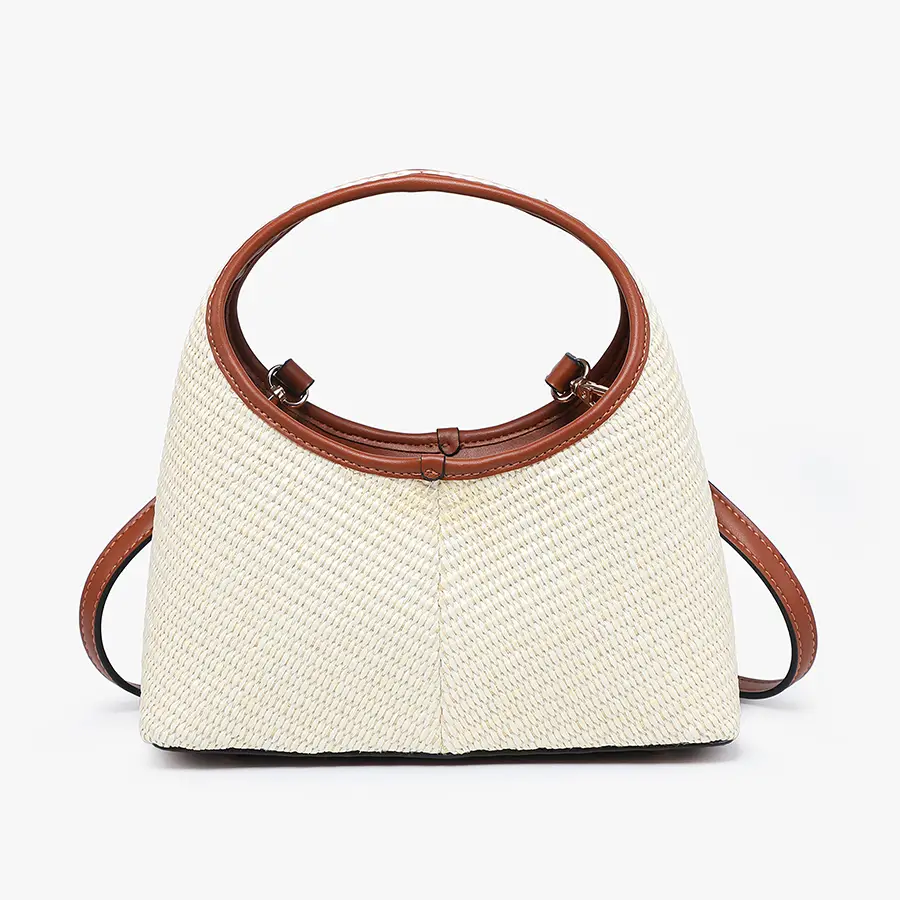 Catalina Rounded Straw Satchel w/ Crossbody Strap