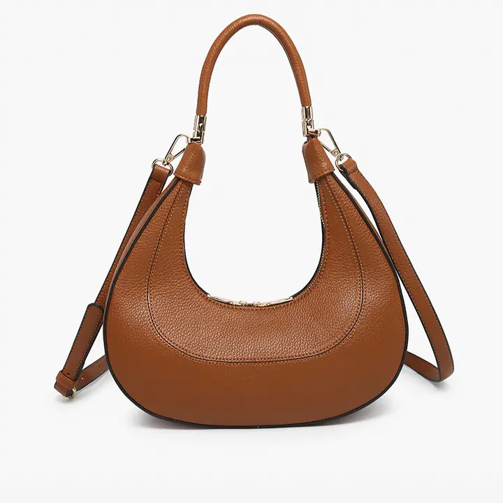Clara Crescent Shoulder Bag w/ Convertible Straps Brown