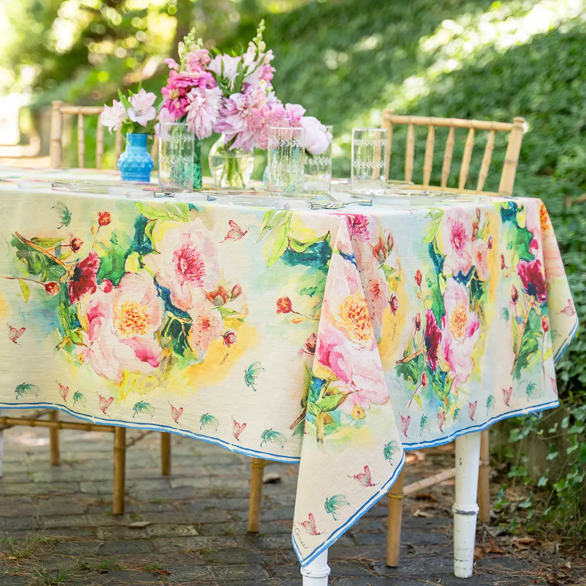 Peony Watercolor Tablecloth - Multi (53x53)