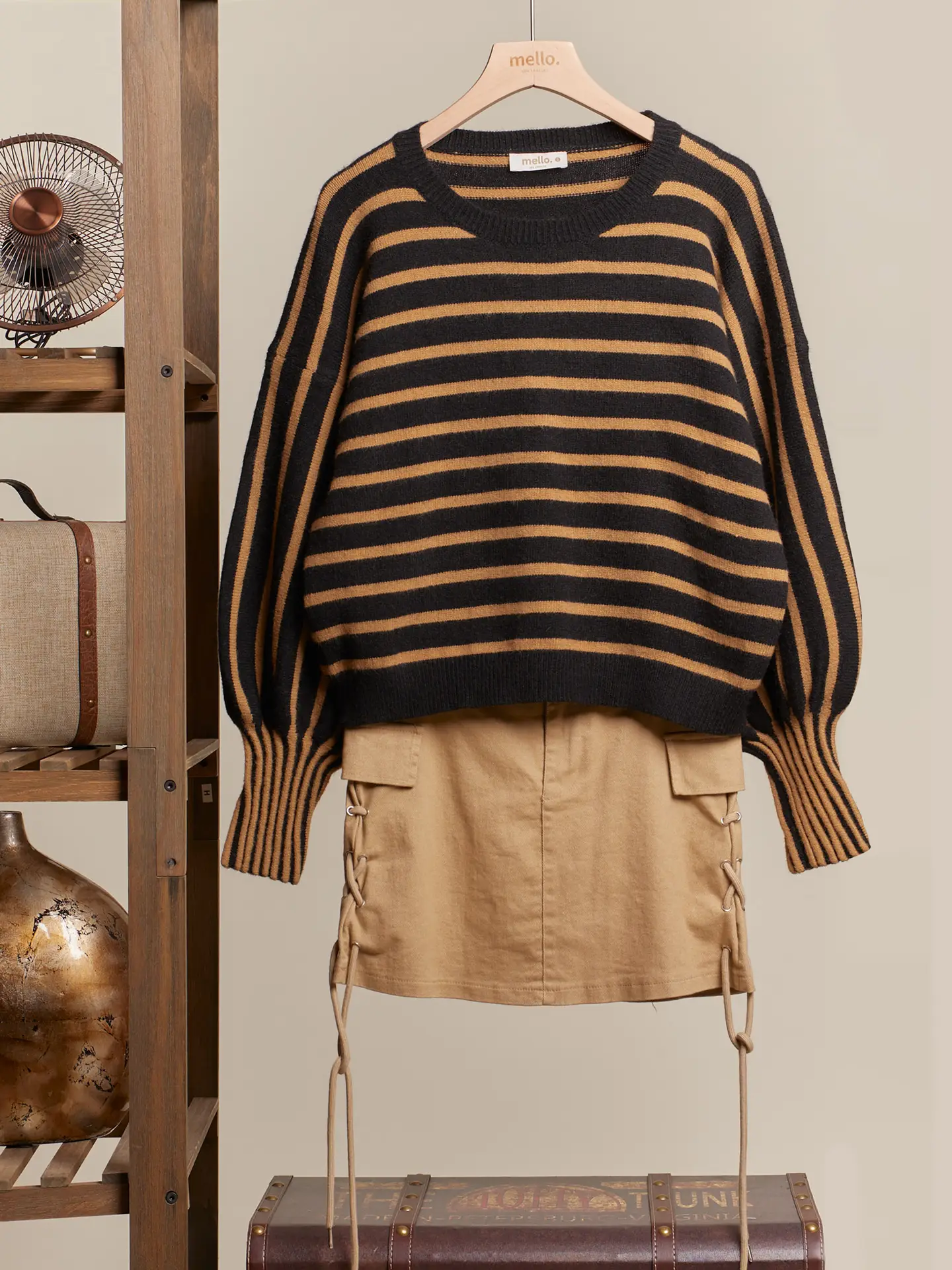 Stripe Puff Sleeve Sweater