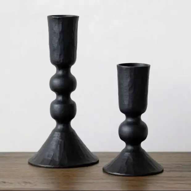 S/2 Black Candle Holders