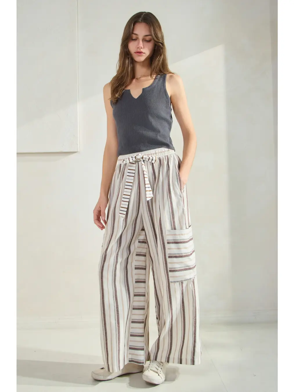 Striped Wide Leg Palazzo Pants