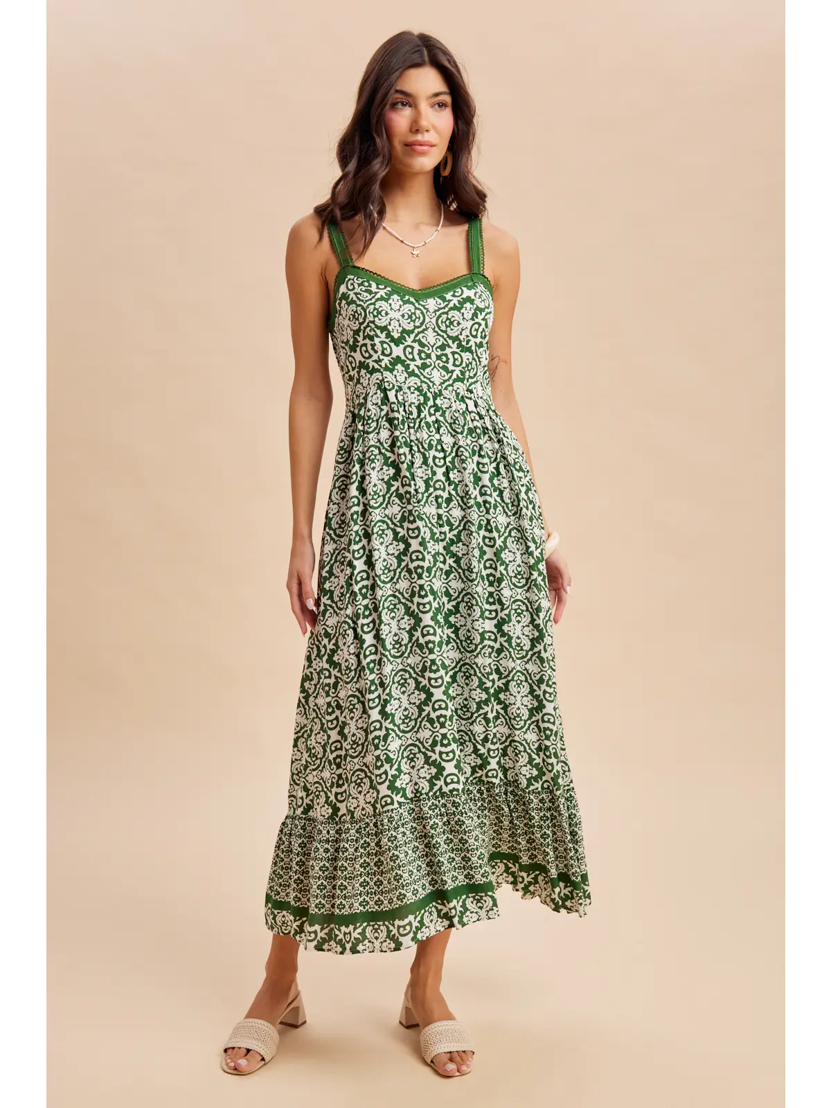 Sleeveless Border Print Maxi