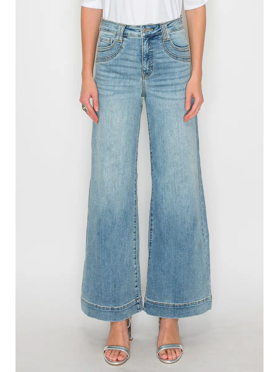 Tummy Control High Rise A Line Wide Leg Jean