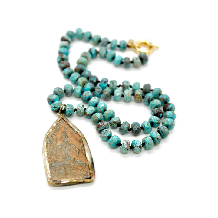 Buddha Necklace 167 - Faceted Ocean Jasper