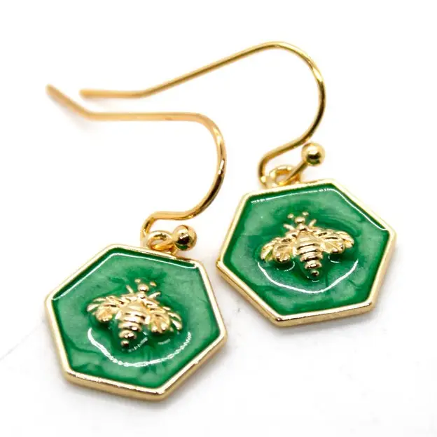 Mini Gold Bee Enamel Earrings