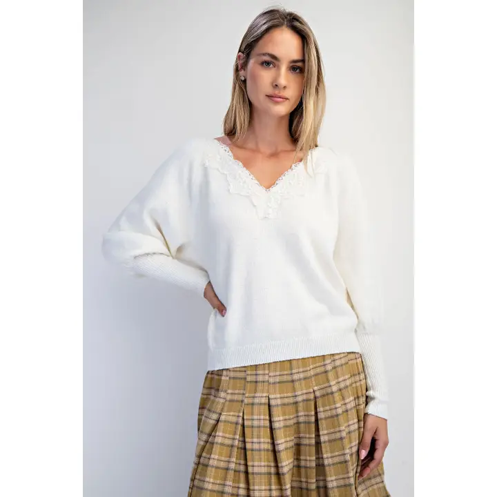 Lace V-Neck Sweater