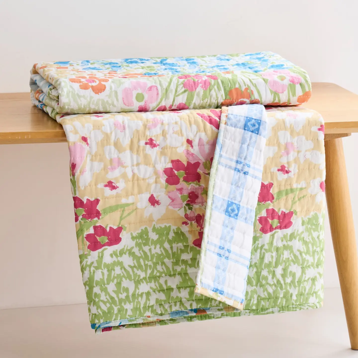 Blooming Hillside Floral Quilted Throw