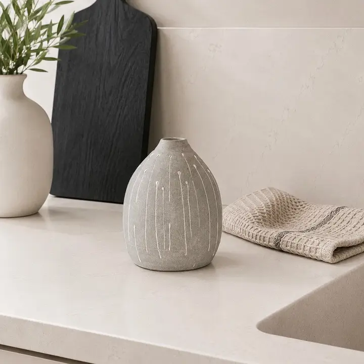 Teardrop Ceramic Vase in Dusty Gray
