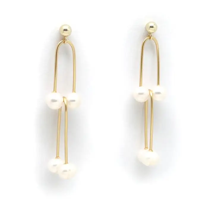 Double Row Freshwater Pearl Earrings