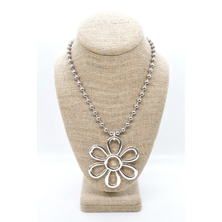 Summer Daisy Pendant Silver Chain Necklace