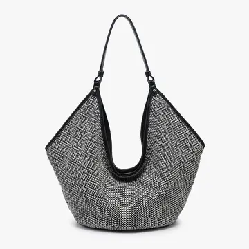 Cecilia Slouchy Soft Straw Woven Hobo w/ Snap Closure