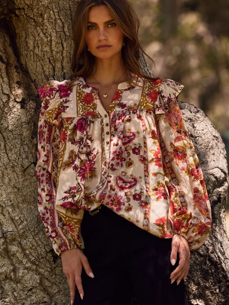 Floral Printed Peasant Blouse