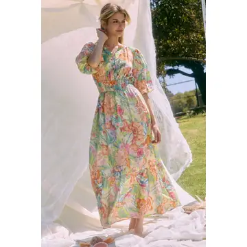 Floral Printed Tiered Midi Dress