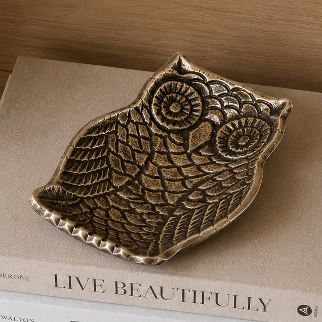 Brass Owl Treasure Tray