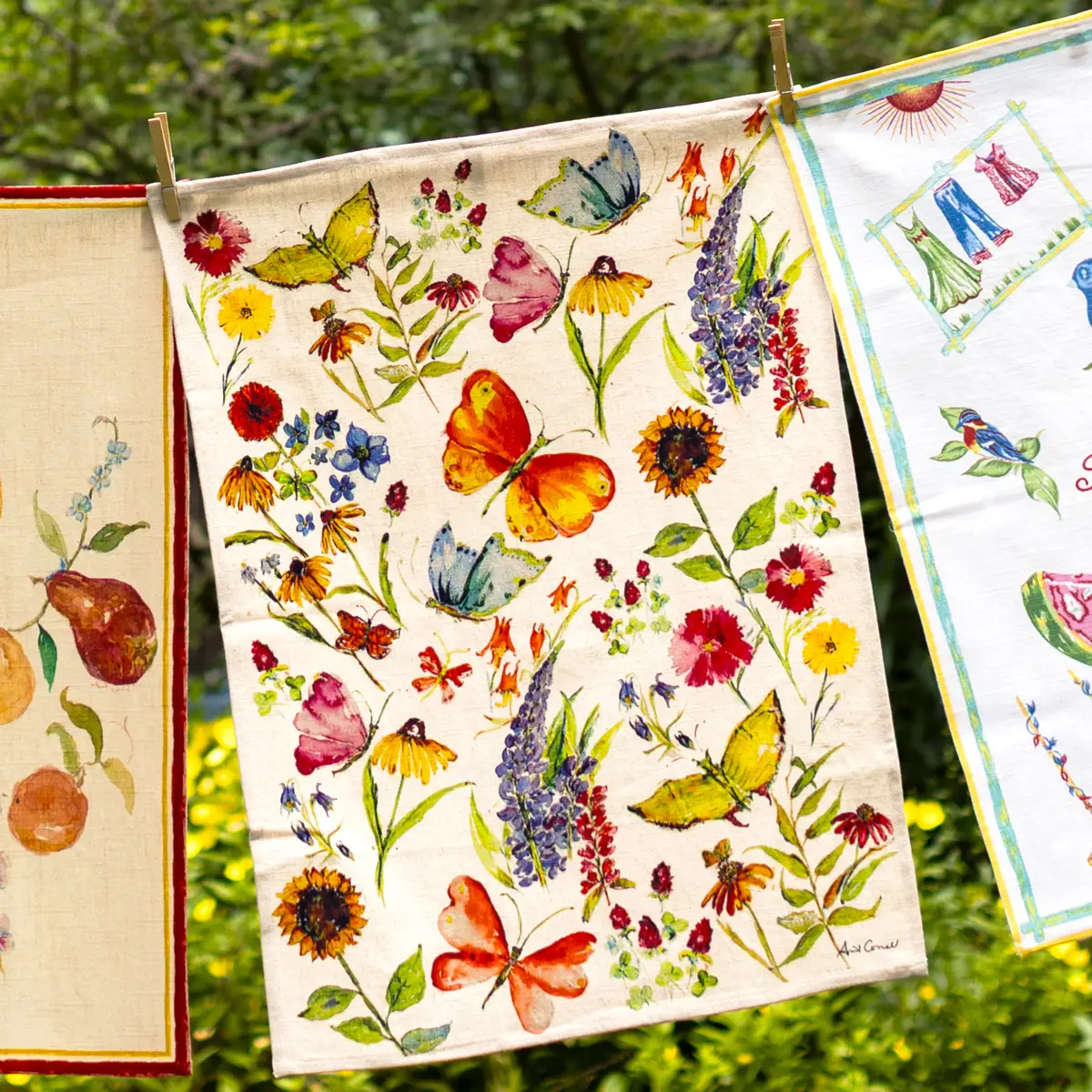 Garden Tea Towel - White