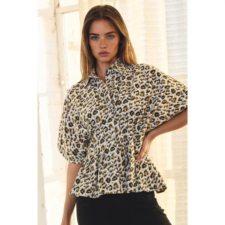 Leopard Print Short Sleeve Shirt
