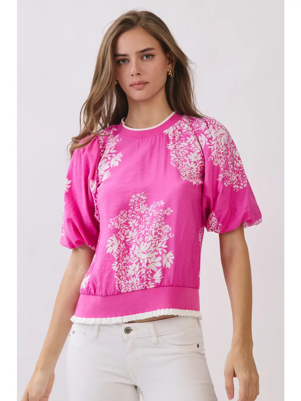 Floral Printed Textured Top