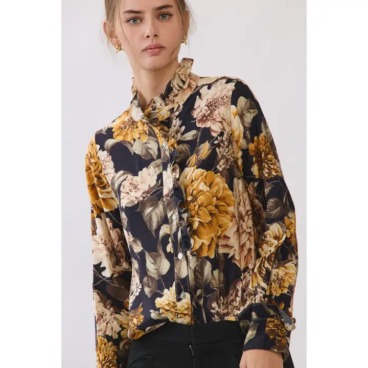 Floral Button-Front Blouse