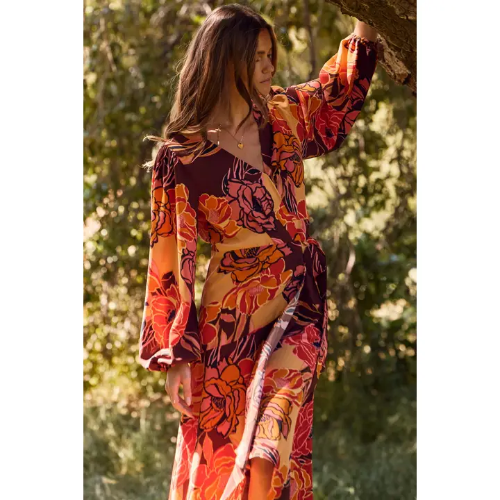 Floral Printed Wrapped Midi Dress