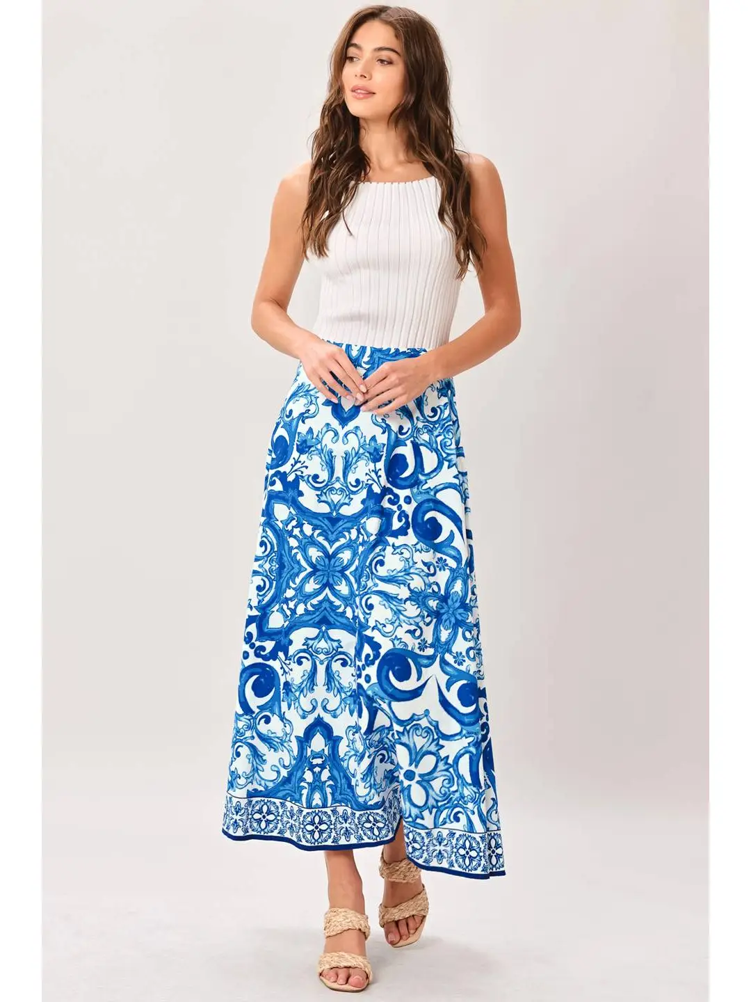 Timeless Elegance Printed Midi Skirt