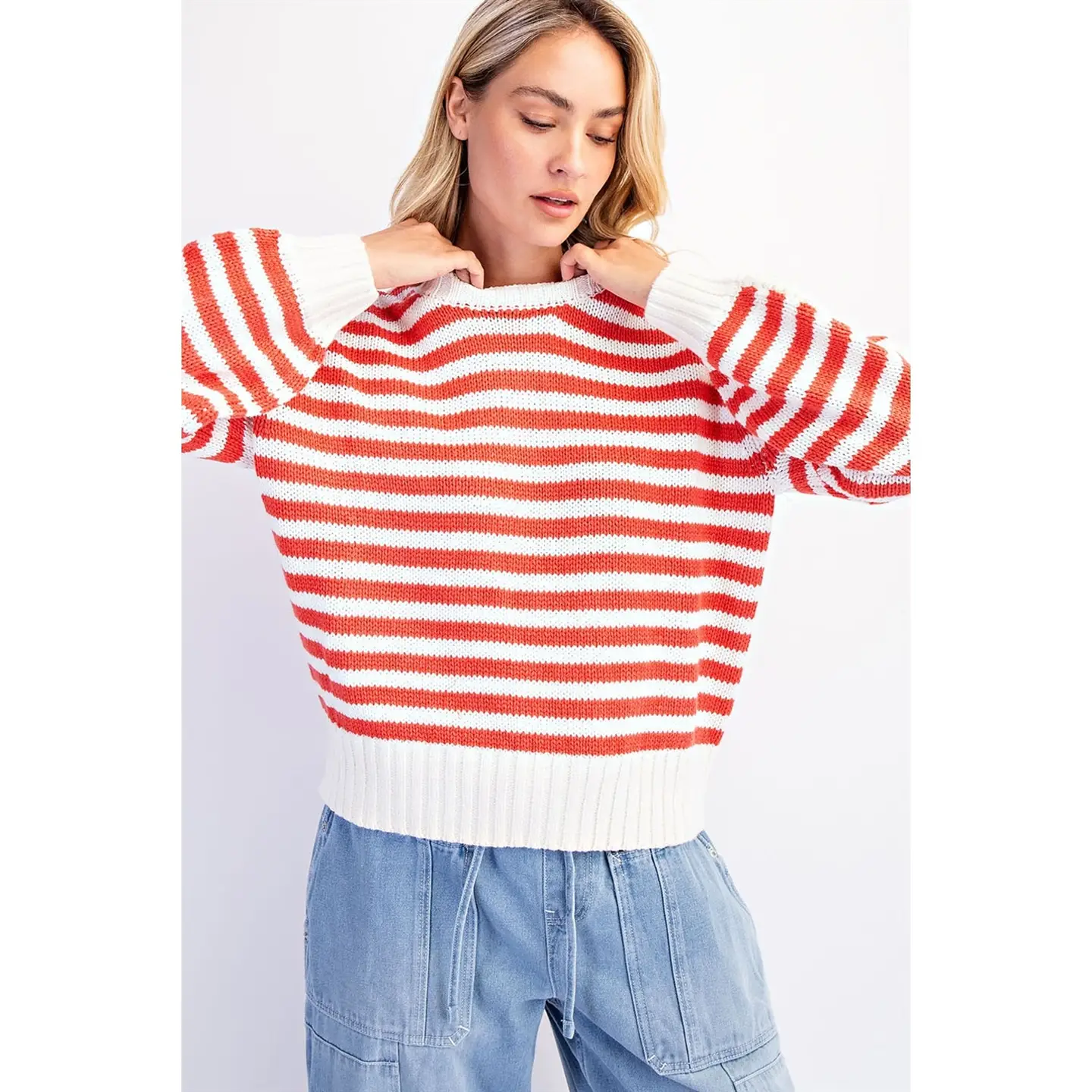 STRIPED CREW SWEATER