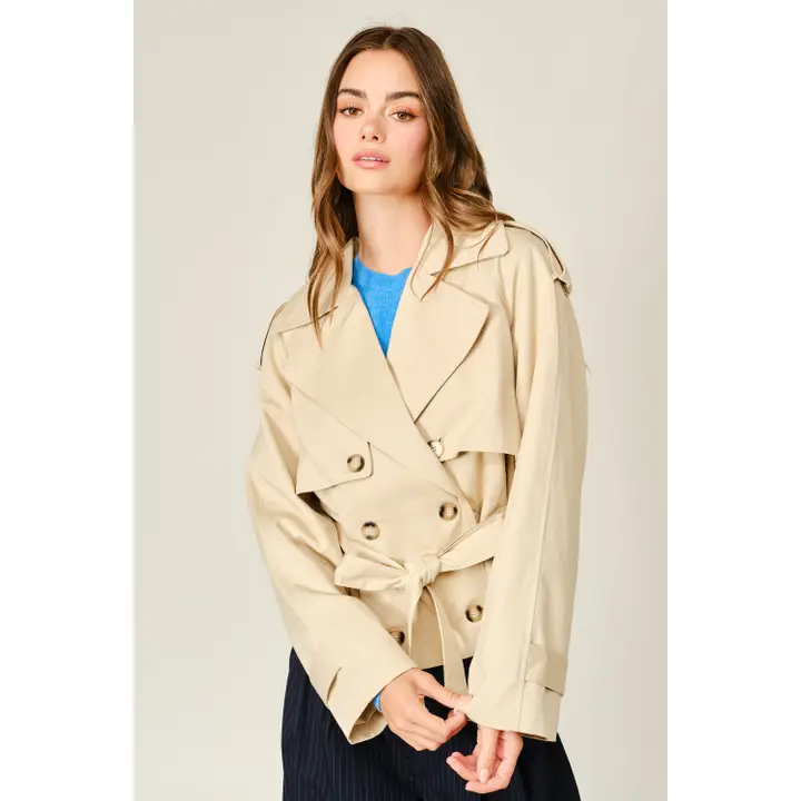 Classic Half Trench Coat with Belt