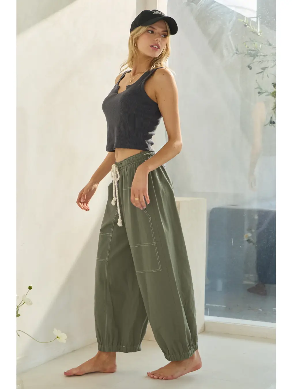 Balloon Shaped Cotton Pants