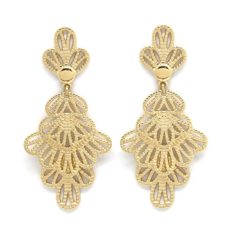 Gold Filigree Dangle Earrings