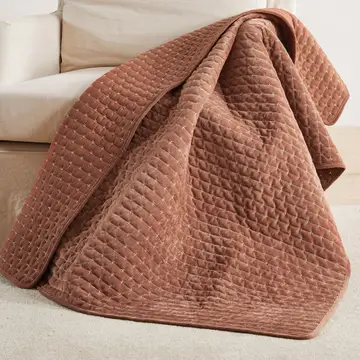 Velvet Stitch Quilted Throw - Rust