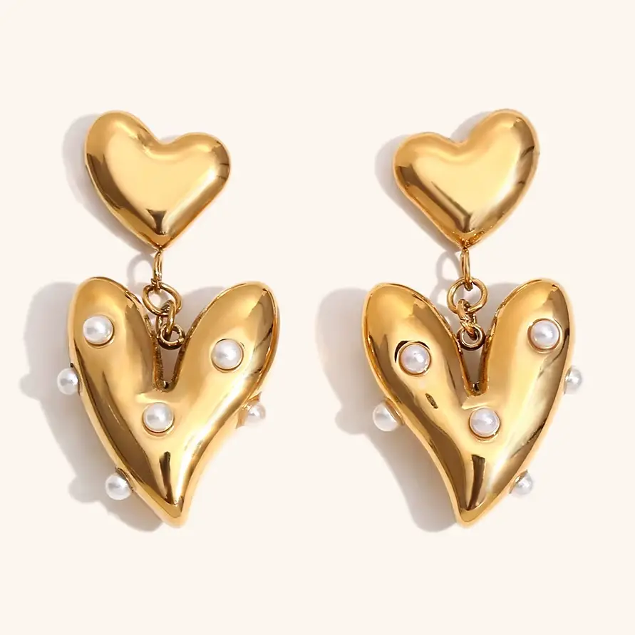 Pearl Heart Earrings