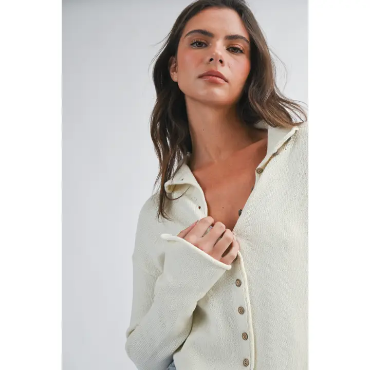 Button Front Knit Cardigan Sweater