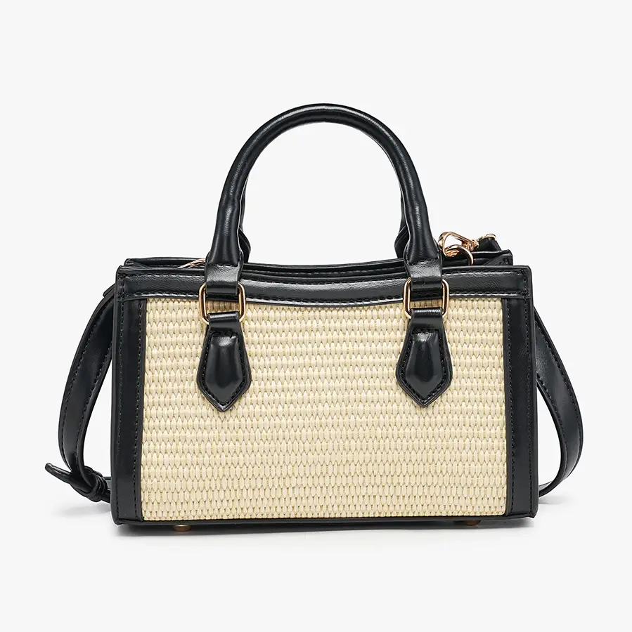 Harmony Straw Crossbody w/ Bamboo Handles & Crossbody Strap