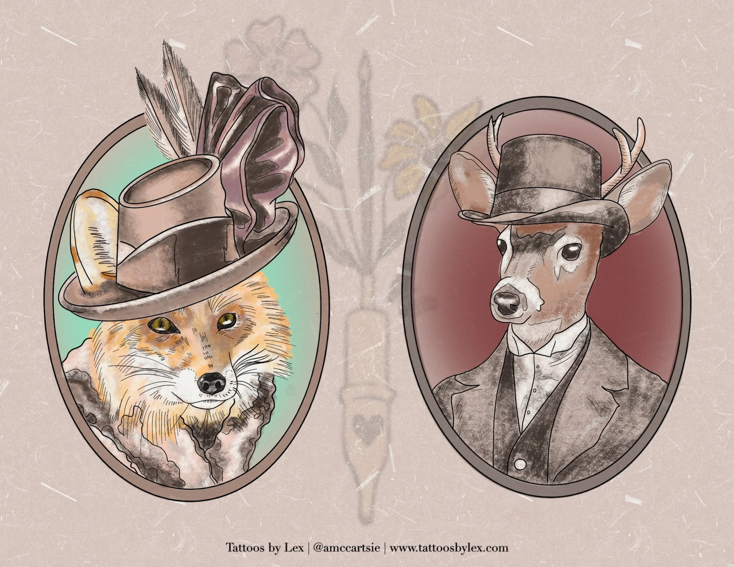 Full Color or Blacks & Greys - Vintage Woodland Creatures