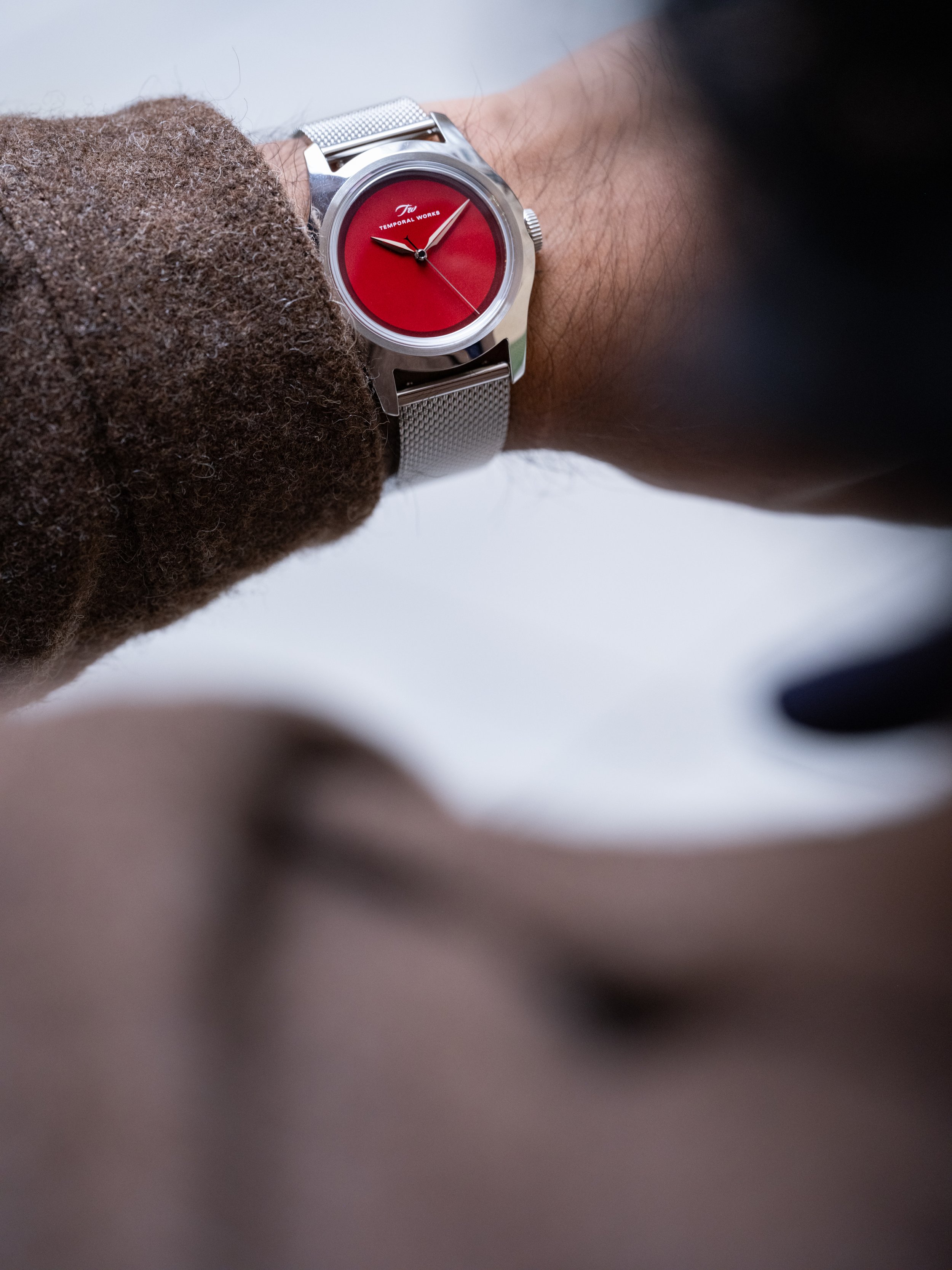 Temporal Works Red Fortune Dial Lacquer Watch On Wrist