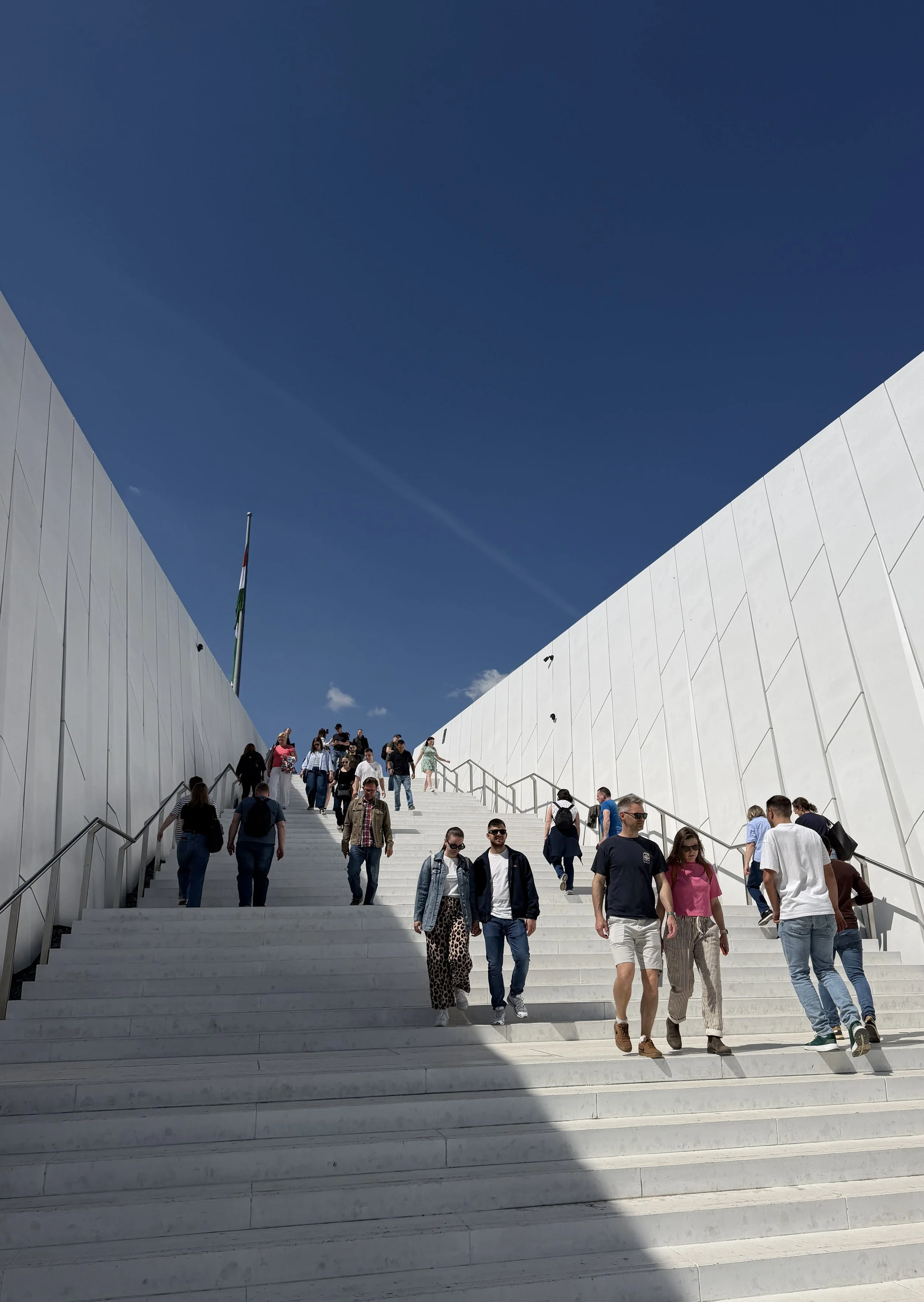 "Visitors on the new staircase at the renovated Citadella fortress, Budapest 2026
