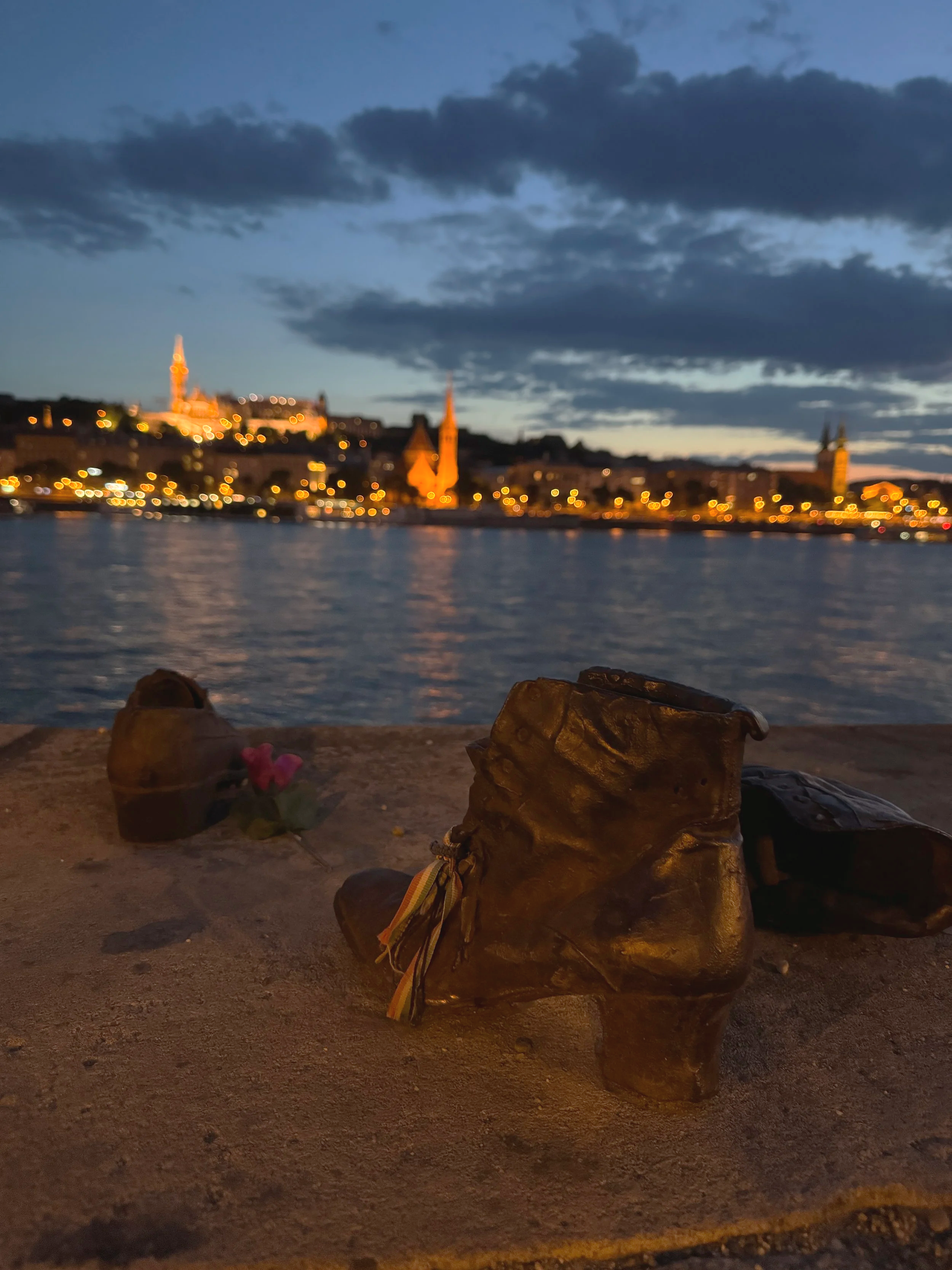 The Shoes at night in Budapest