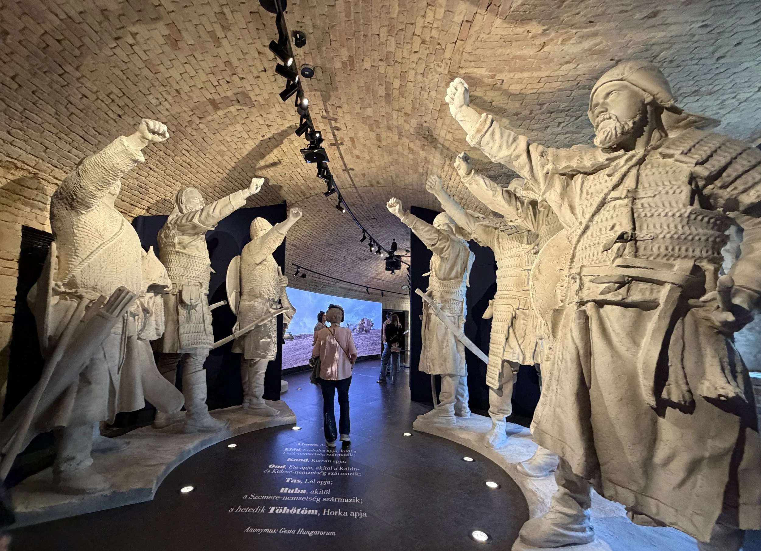 The Seven Chieftains of the Magyars statue inside the Bastion of Liberty exhibition, Citadella Budapest