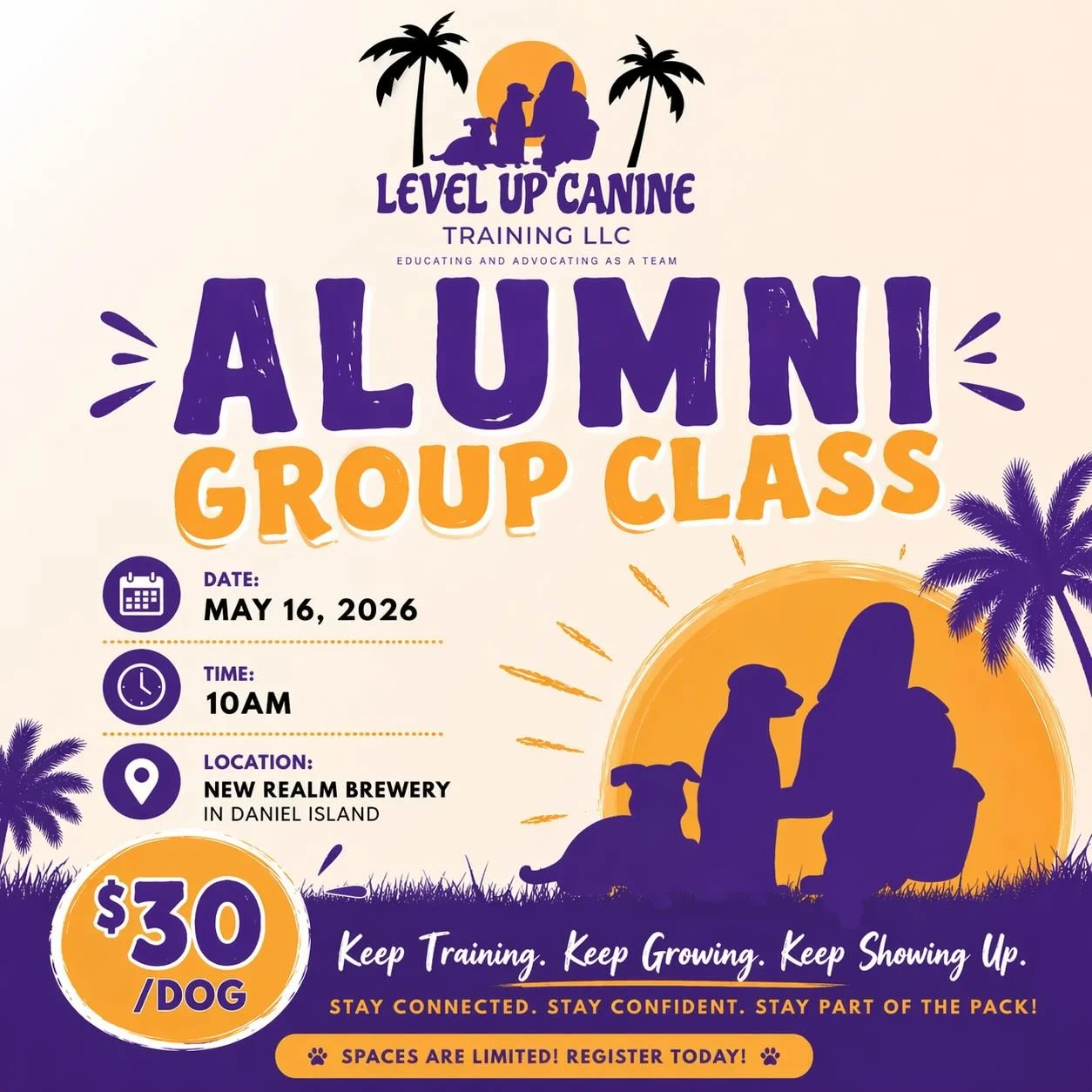 Level Up Canine, LLC. is hosting their first ever Alumni Group Class and we would love to see you! 

Let&rsquo;s be real here, the warm weather has you realizing your winter lazy is now spring hazy. 
🫠😵&zwj;💫

Your dog&rsquo;s back to pulling? Won