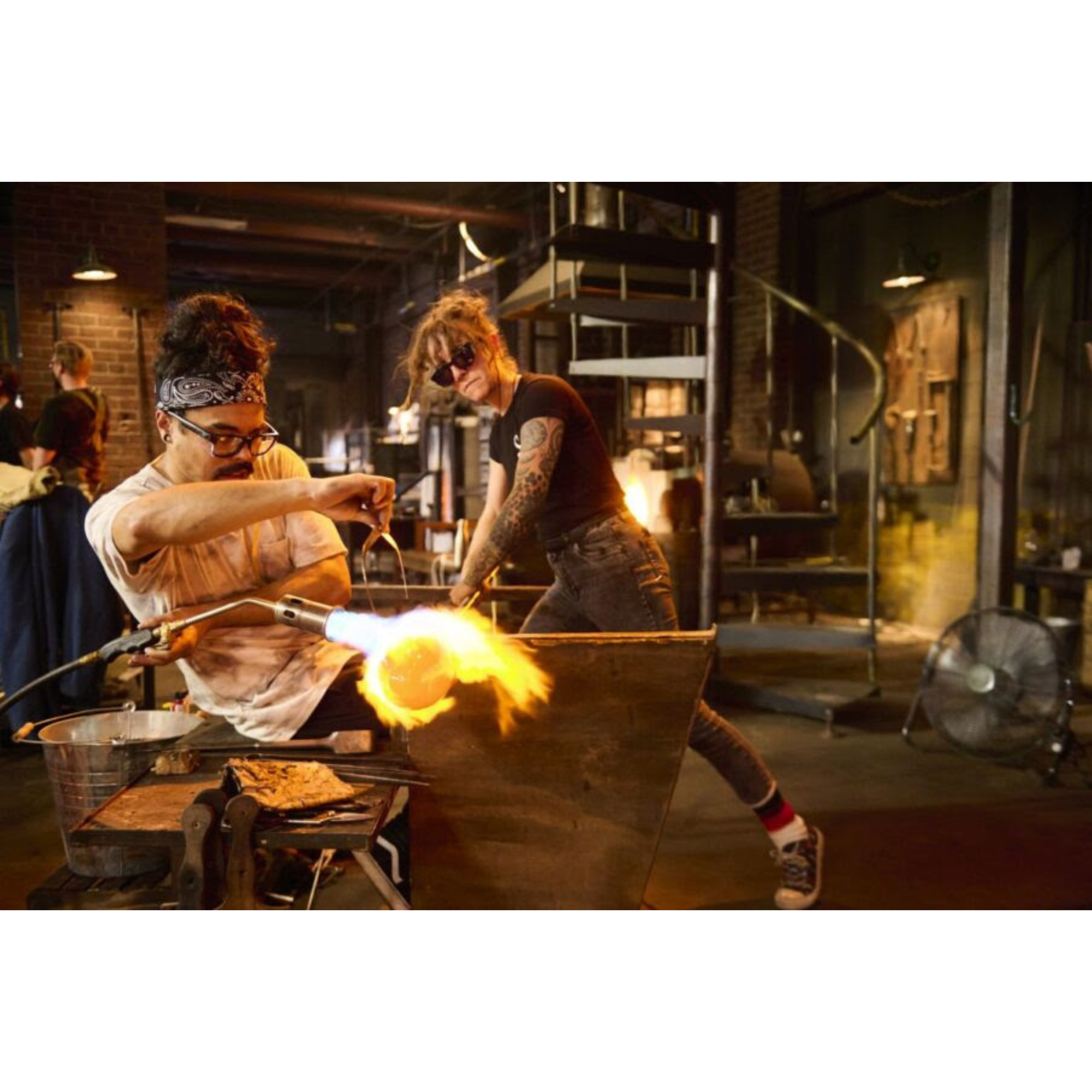 Glass artist Trenton Quiocho at work
