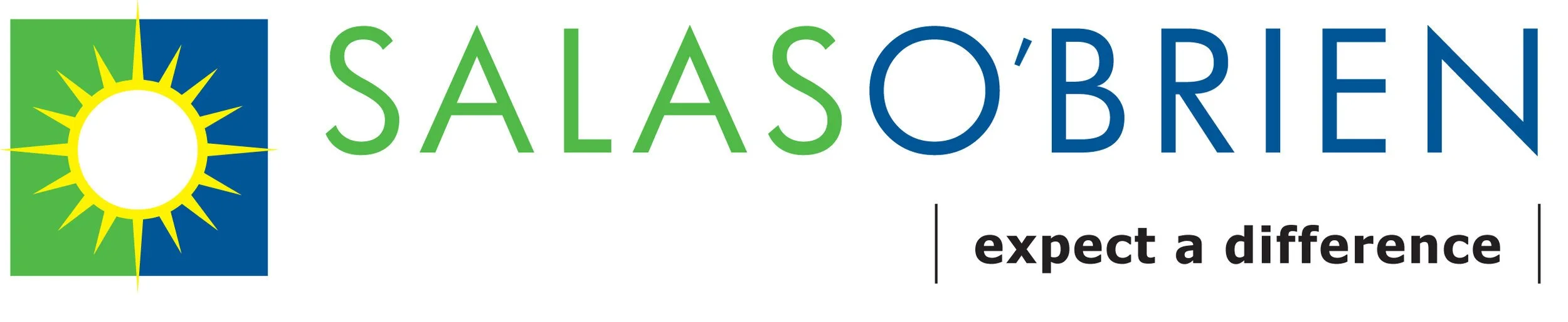 Salas O'Brien logo with a stylized sun icon and the tagline "expect a difference."
