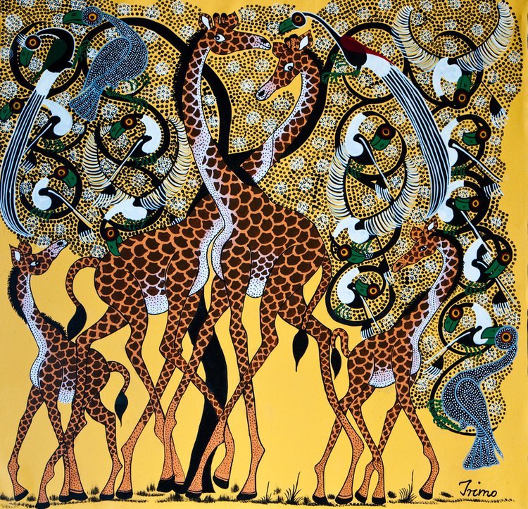 Tingatinga+by+Irimo+-+Giraffen+in+gelb.jpeg
