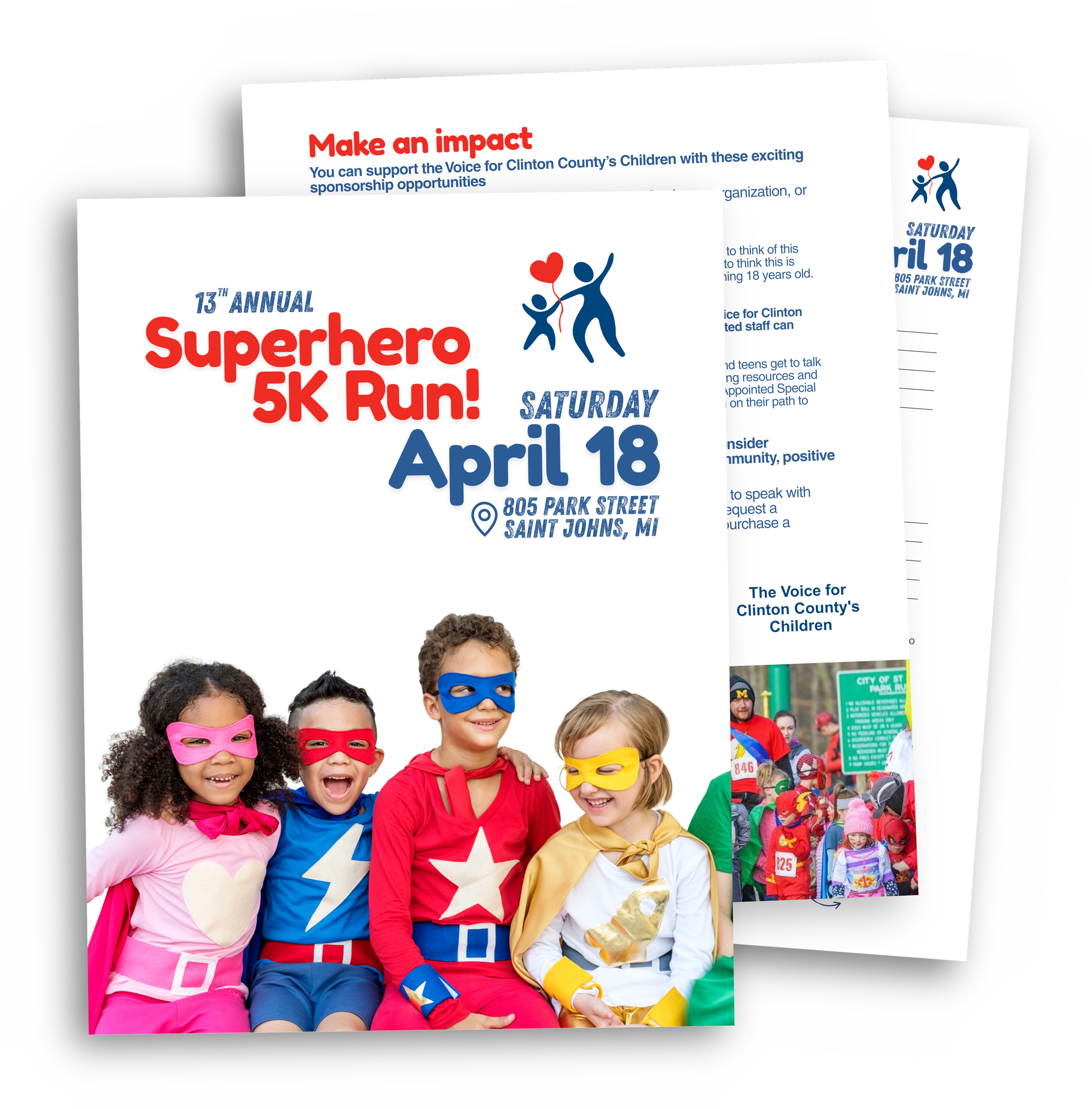 Image of the 2026 Superhero 5K Sponsorship Guide, links to the guide PDF File on Google Drive
