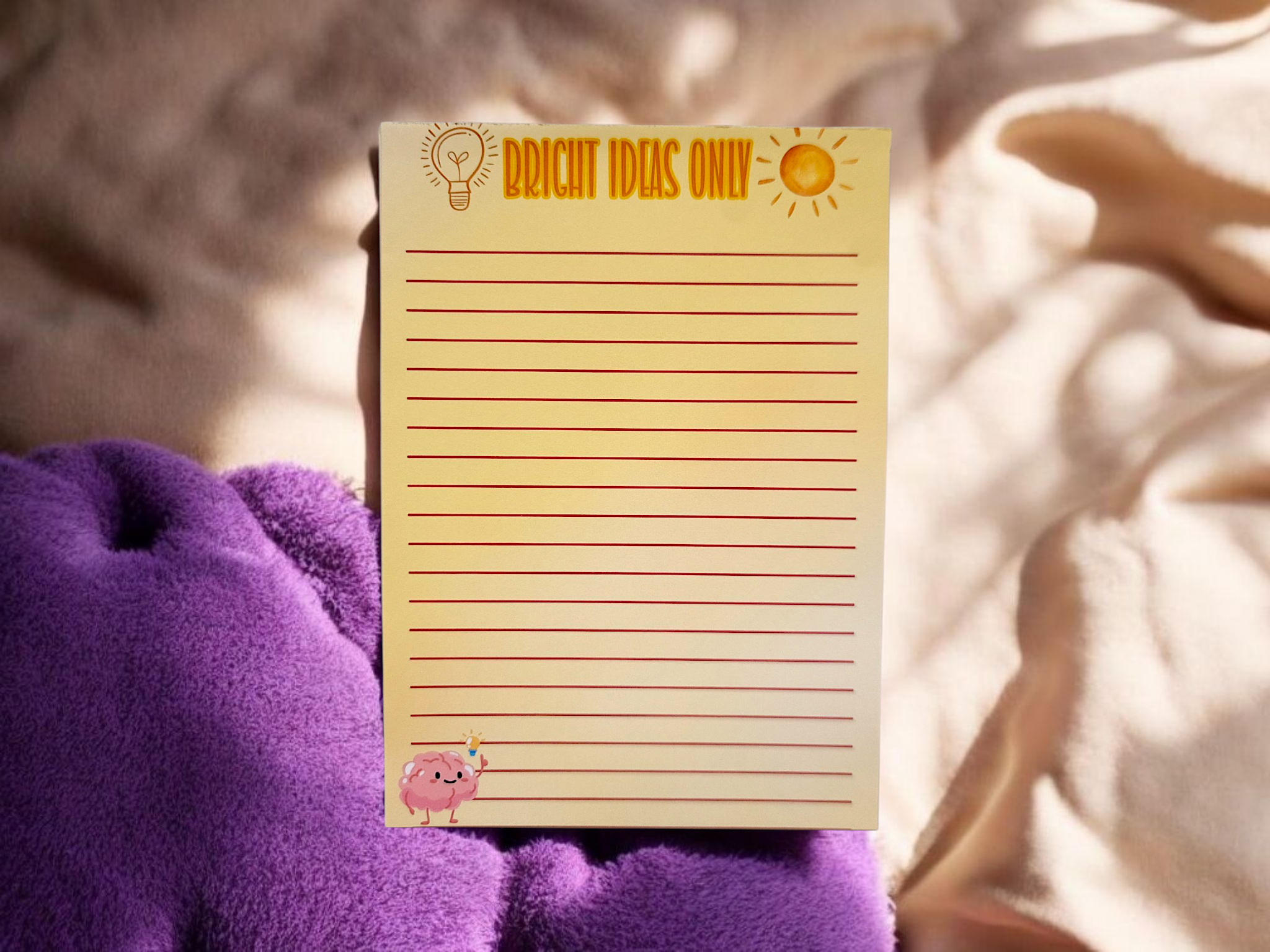 Bright Ideas Only – 5x7 Sunshine Yellow Notepad | Creative Lined Pad for Notes, Lists & Brainstorms