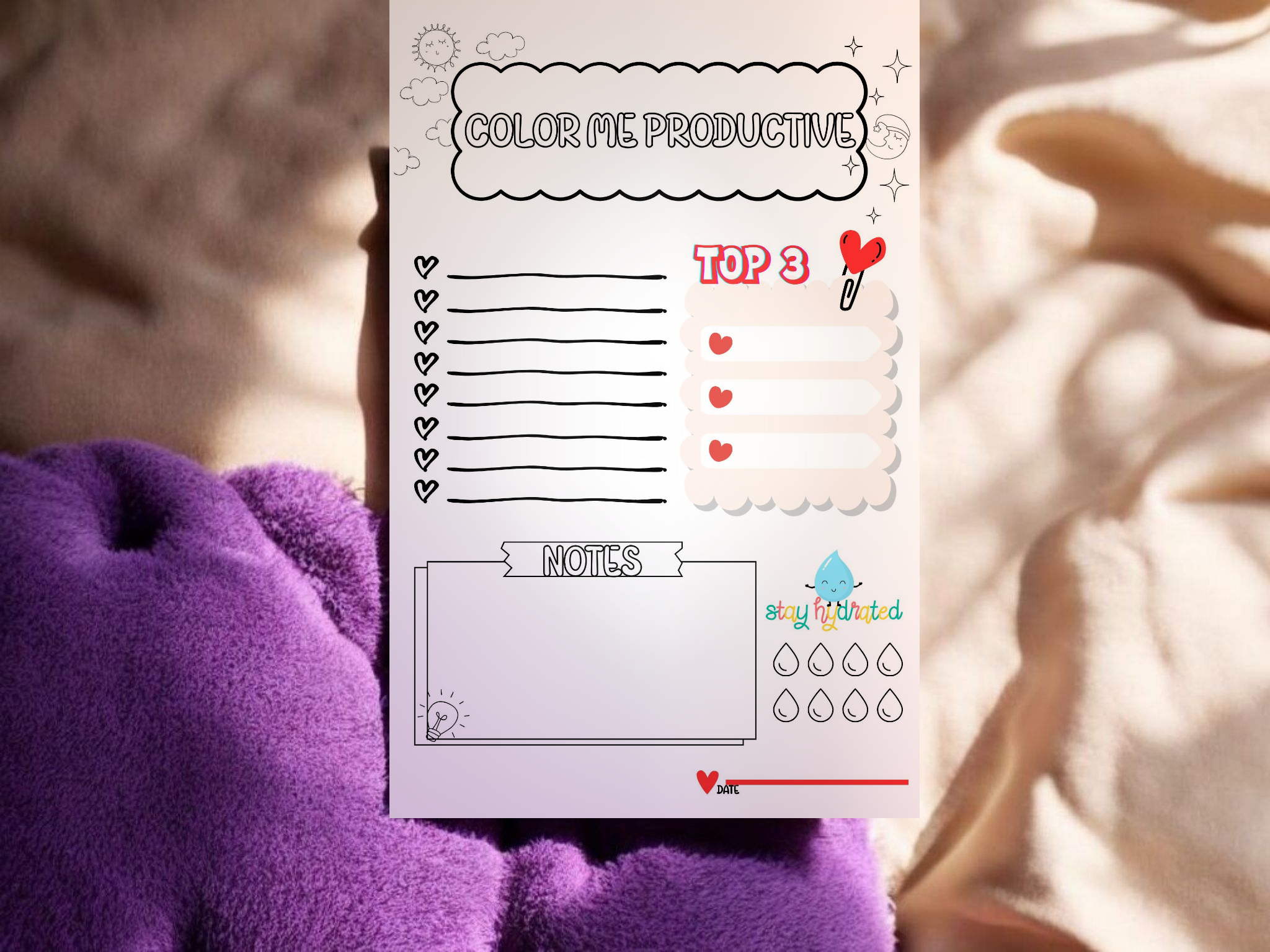 Color Me Productive – 5x7 Interactive To-Do List Notepad | DIY Focus & Goal Tracker