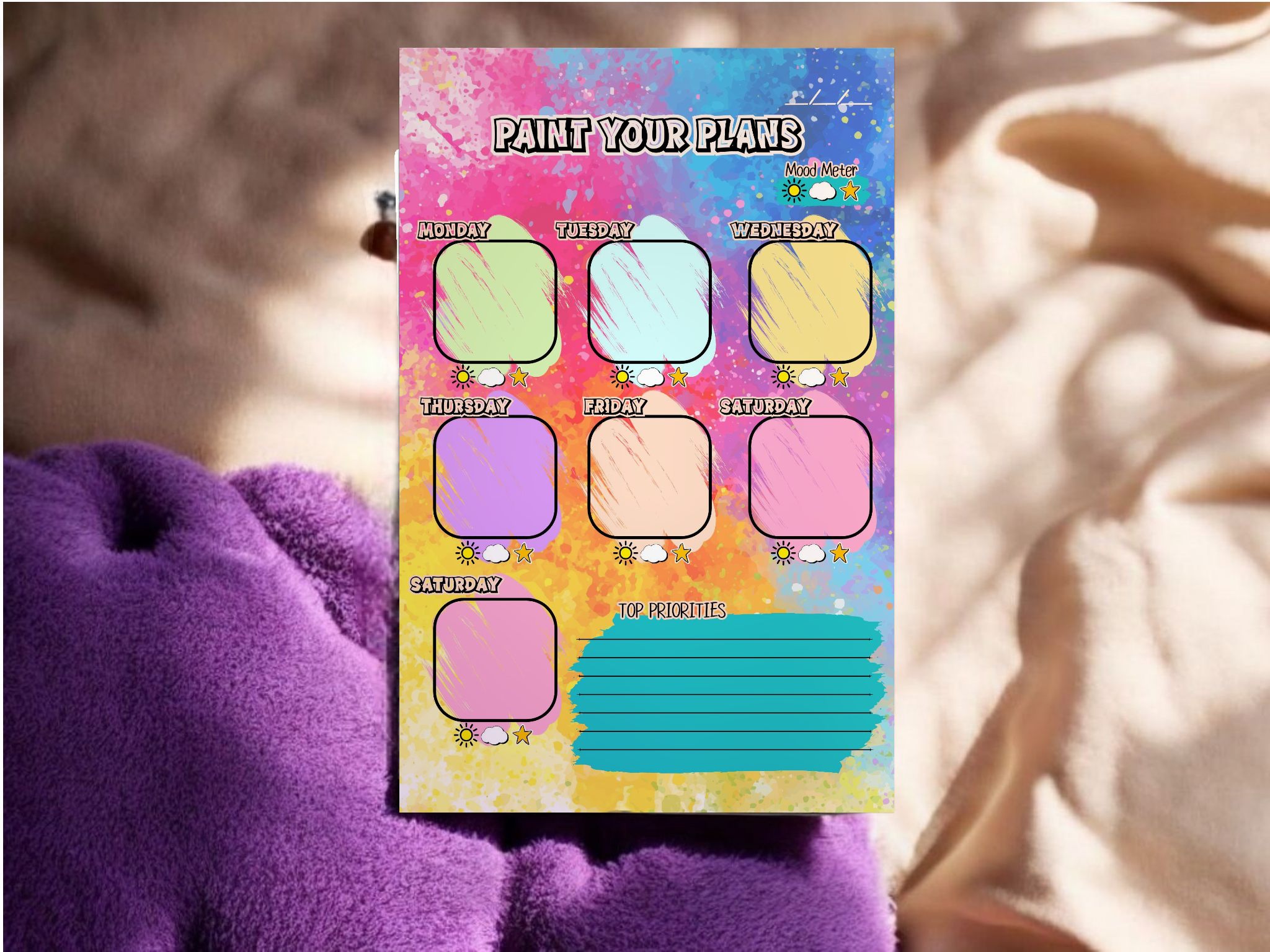 Paint Your Plans – 5x7 Weekly Planner Notepad | Colorful Visual Schedule for Kids & Creatives